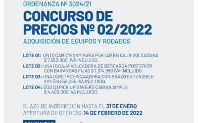 CONCURSO DE PRECIOS N° 02/2022 POR ADQUISICIÓN DE EQUIPOS Y RODADOS